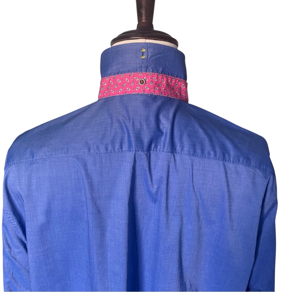 Robert Graham X Tailored Fit Blue Button Down Shirt 2XL Paisley Trim - Picture 3 of 11